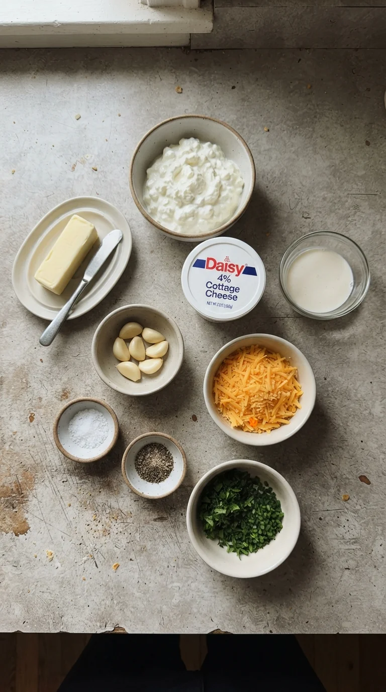 Ingredients for Savory Cottage Cheese Breakfast Rounds