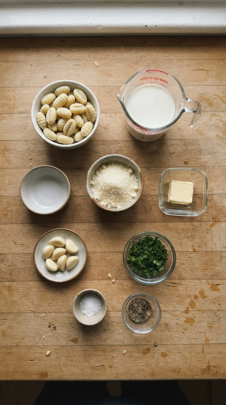 Ingredients for Creamy Chicken and Gnocchi Skillet