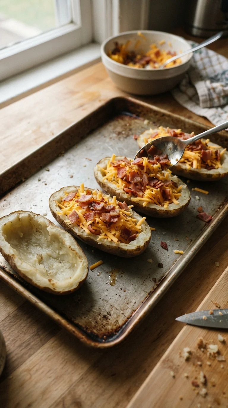 Step-by-step cooking of Crispy Bacon Cheddar Potato Skins