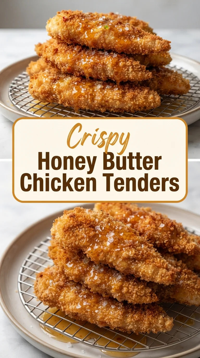 Crispy chicken tenders coated in panko and glazed with honey butter