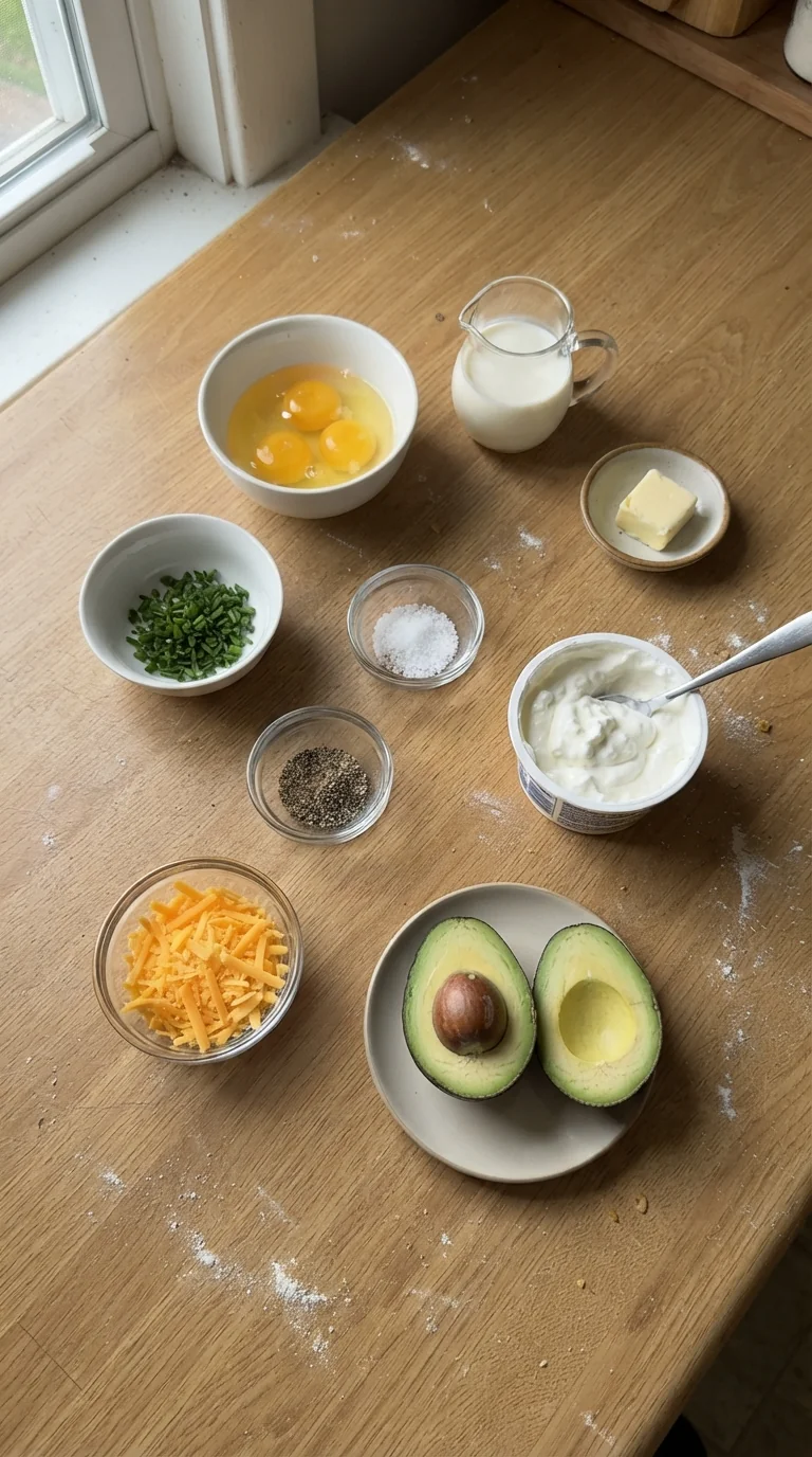 Ingredients for Egg Avocado & Cottage Cheese Bagel