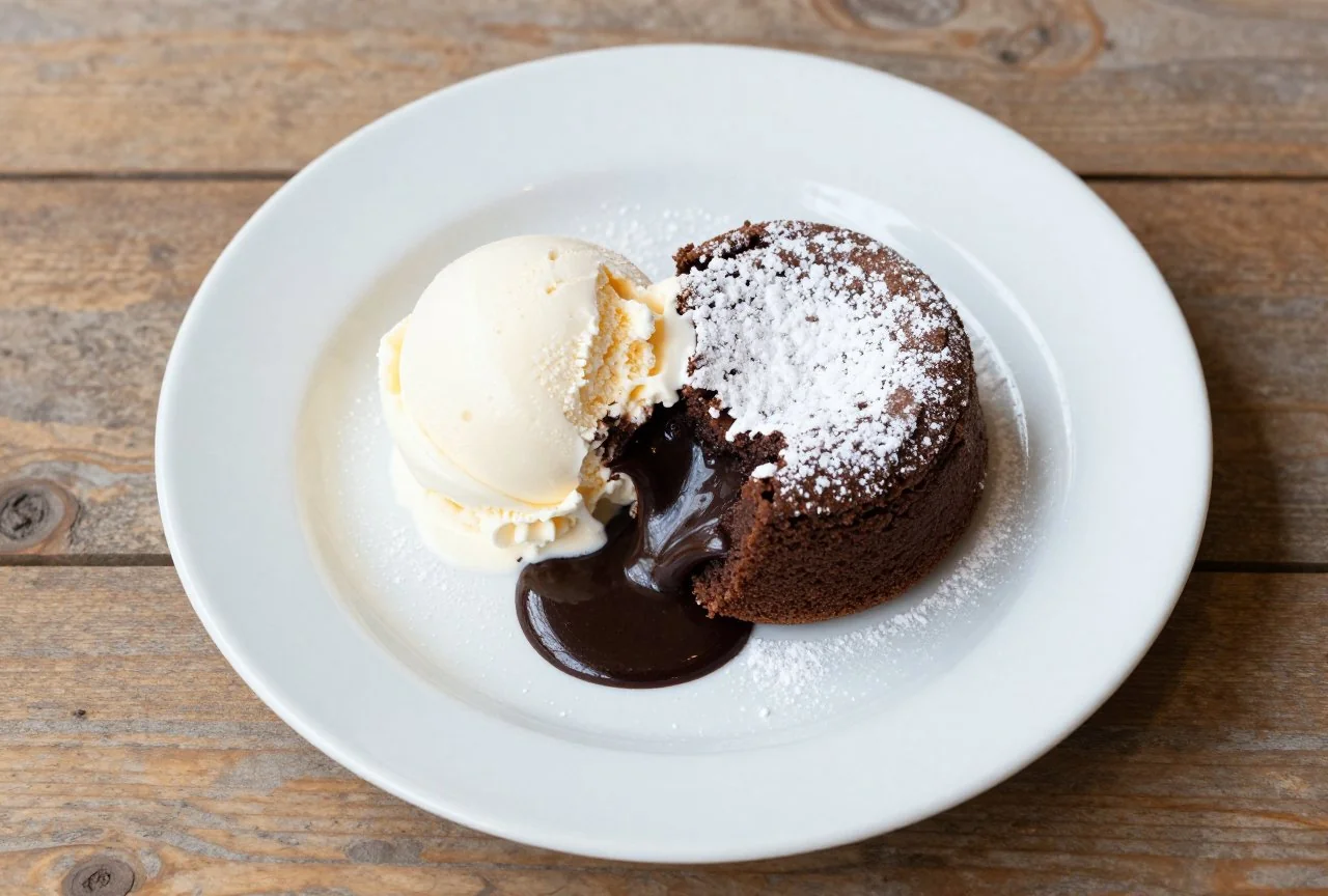 Decadent Chocolate Lava Cake with Ice Cream