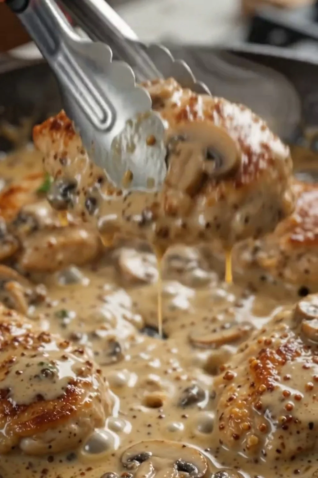 Creamy Asiago Mustard Sauce with Chicken & Mushrooms