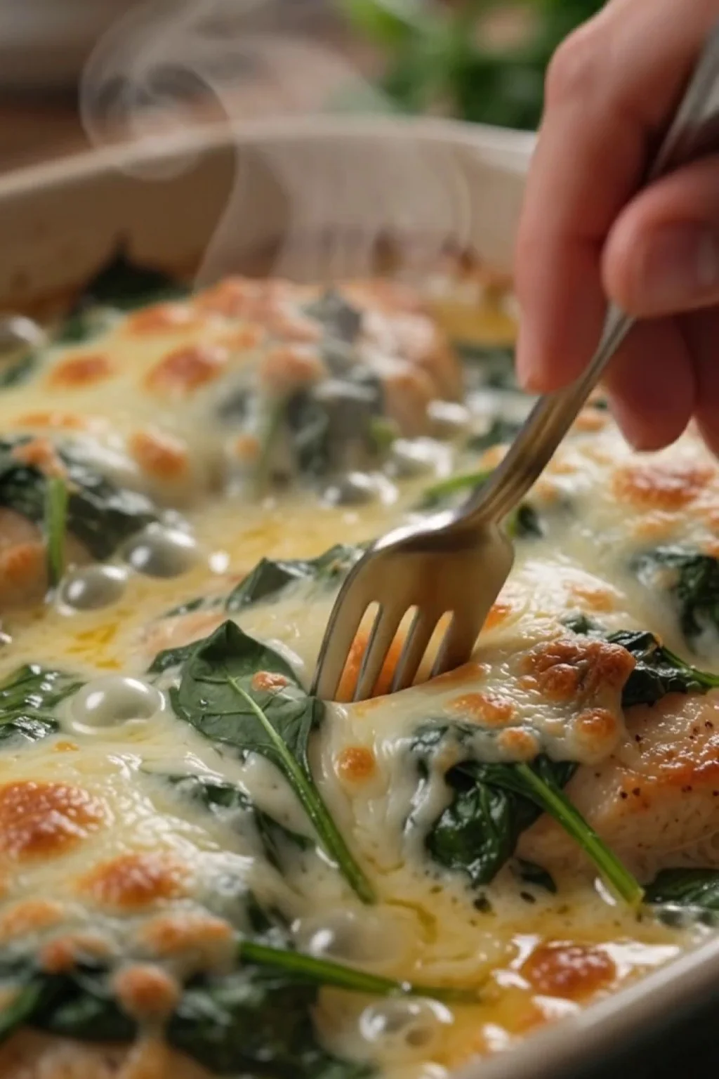 Juicy Garlic Spinach Chicken Bake