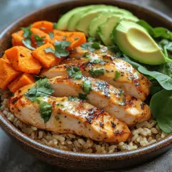 In the realm of healthy eating, few dishes are as appealing as a Savory Chicken & Sweet Potato Rice Bowl. This colorful bowl marries the wholesome goodness of protein-rich chicken, the natural sweetness of vibrant sweet potatoes, and the hearty base of brown rice, creating a meal that is as nourishing as it is satisfying. Perfectly balanced with essential nutrients, complex carbohydrates, and a medley of fresh vegetables, this dish not only tantalizes the taste buds but also boasts numerous health benefits.