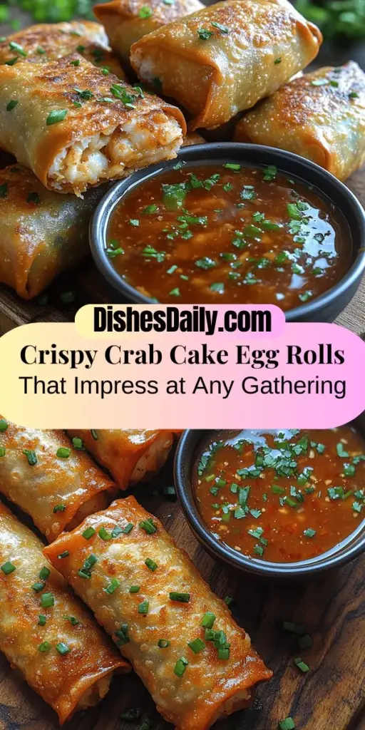 Discover the perfect crowd-pleaser with these crispy crab cake egg rolls, an enticing blend of flavors. This innovative dish combines sweet lump crab meat with a satisfying crunch of fried egg rolls, creating an unforgettable appetizer for any occasion. Enhanced by a flavorful dipping sauce and fresh ingredients, these egg rolls are not only delicious but also easy to make. Impress your guests or enjoy them at home for a cozy meal—each bite is a delightful fusion you won’t want to miss!