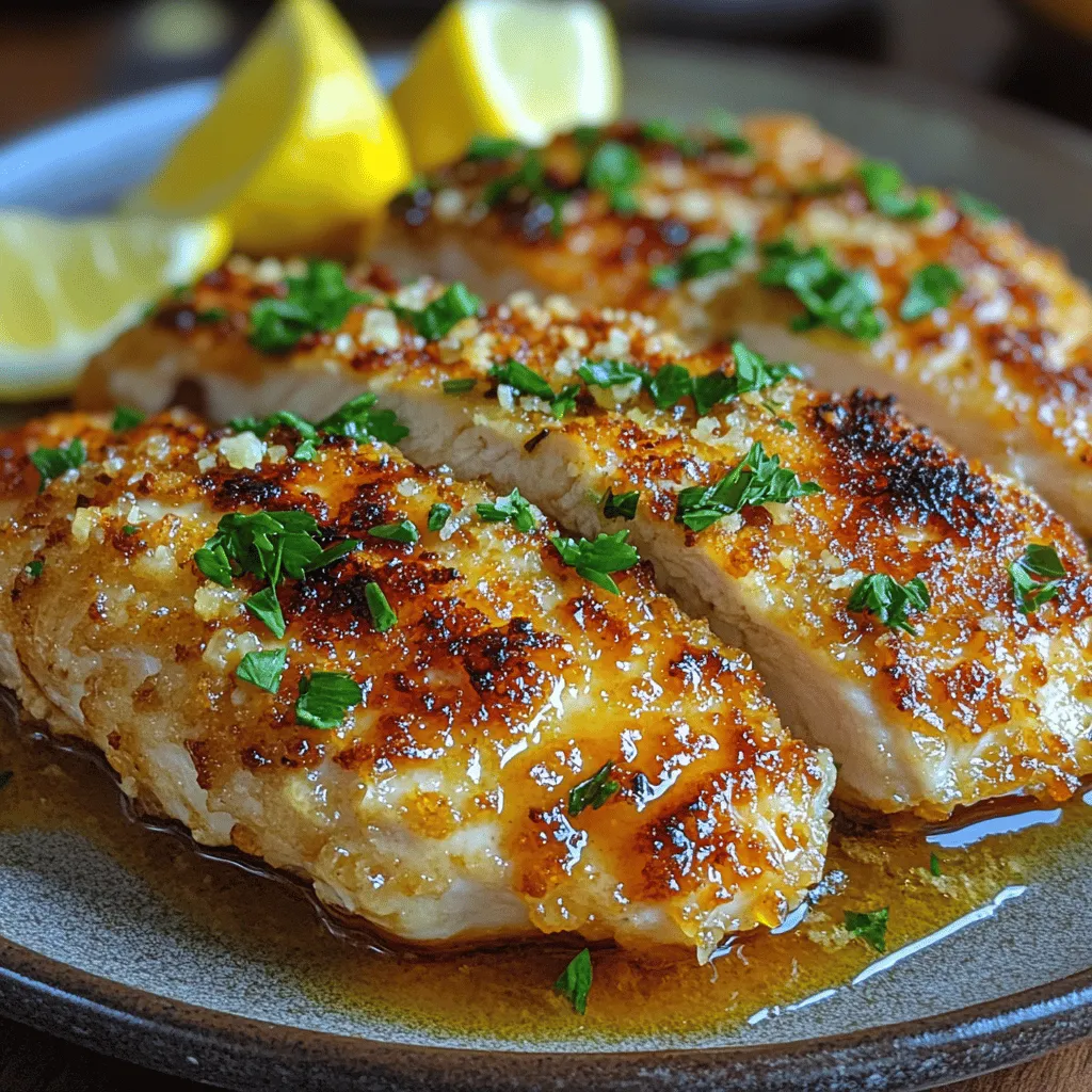 Welcome to the irresistible world of Parmesan Chicken Delight, a dish that beautifully amalgamates crispy textures with savory flavors, perfect for any occasion. Whether you’re planning a cozy family dinner, hosting friends for a special gathering, or simply looking to whip up something comforting on a weeknight, this recipe is sure to please. Imagine succulent chicken breasts coated in a golden-brown crust, enriched with the rich, nutty flavor of grated Parmesan cheese and a hint of fresh herbs. The addition of bright lemon and parsley not only enhances the presentation but also adds a refreshing note that perfectly balances the dish's richness.