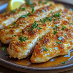 Welcome to the irresistible world of Parmesan Chicken Delight, a dish that beautifully amalgamates crispy textures with savory flavors, perfect for any occasion. Whether you’re planning a cozy family dinner, hosting friends for a special gathering, or simply looking to whip up something comforting on a weeknight, this recipe is sure to please. Imagine succulent chicken breasts coated in a golden-brown crust, enriched with the rich, nutty flavor of grated Parmesan cheese and a hint of fresh herbs. The addition of bright lemon and parsley not only enhances the presentation but also adds a refreshing note that perfectly balances the dish's richness.
