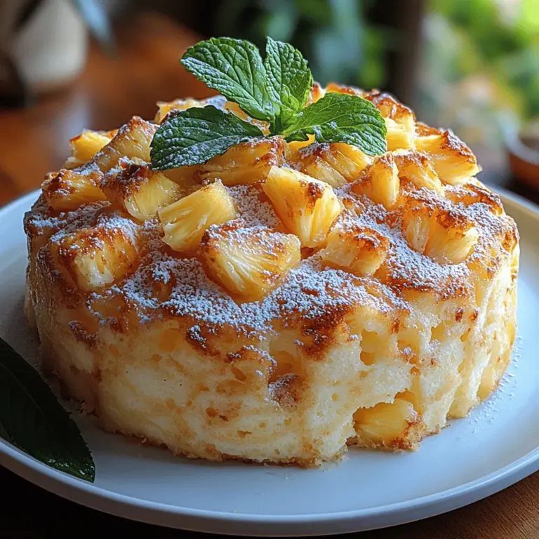 Angel food cake is a beloved dessert known for its ethereal lightness and airy texture, making it a favorite among cake enthusiasts. This cake, characterized by its fluffy and spongy structure, is traditionally made with just a few key ingredients: egg whites, sugar, and flour. The result is a cake that is not only visually appealing but also deliciously light on the palate. In this recipe, we elevate the classic angel food cake by introducing a key ingredient that adds a delightful tropical twist: crushed pineapple. The pineapple not only enhances the flavor profile but also adds moisture to the cake, ensuring each bite is bursting with freshness.
