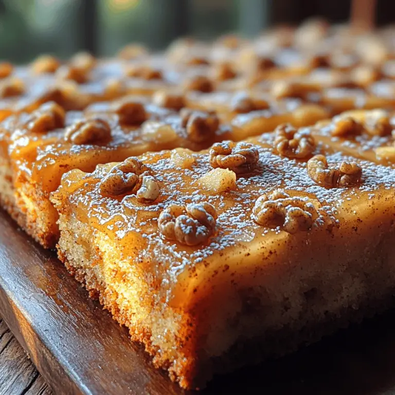 The Apple Butter Bliss Sheet Cake is a delightful dessert that showcases the rich, warm flavors of apple butter, making it an irresistible treat for any occasion. This easy-to-make sheet cake is not just a feast for the taste buds; it also enchants with its inviting aroma and moist texture. Infused with subtle hints of cinnamon and nutmeg, this cake is a perfect way to celebrate the fall season or simply to enjoy the comfort of homemade desserts. Whether it’s for a family gathering, a cozy coffee afternoon, or a weekend baking project, this cake is sure to impress everyone at the table.