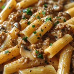 Indulging in a hearty bowl of pasta is one of life’s simple pleasures, and this Savory Turkey & Mushroom Penne recipe brings together rich flavors and comforting textures. This dish marries the tender bite of penne pasta with the wholesome goodness of ground turkey and earthy mushrooms, all enveloped in a creamy, savory sauce. Not only is it delicious, but it also offers a healthier alternative to more traditional pasta dishes, making it an excellent choice for anyone looking to enjoy a flavorful meal without the guilt.