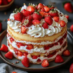 Strawberry Shortcake Poke Cake is a delightful dessert that brings to mind the sweet nostalgia of summer gatherings and cheerful celebrations. With its vibrant layers of strawberry flavor, light sponge, and fluffy whipped topping, this cake not only pleases the palate but also provides a visual feast. Whether it's a birthday party, a family reunion, or a simple afternoon tea, this cake makes a perfect centerpiece that everyone will adore.