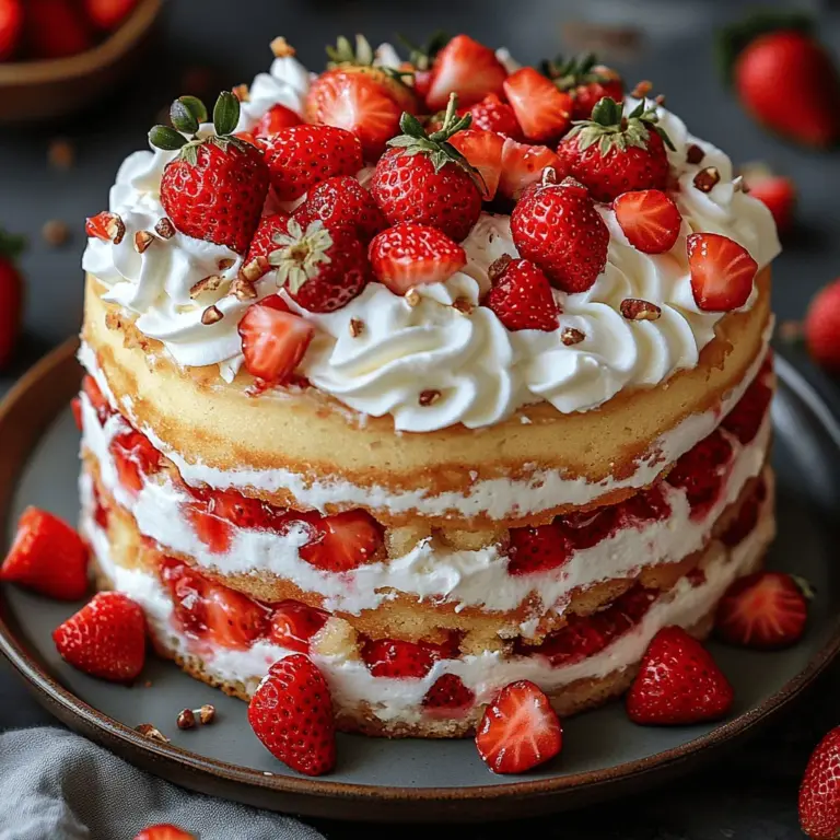 Strawberry Shortcake Poke Cake is a delightful dessert that brings to mind the sweet nostalgia of summer gatherings and cheerful celebrations. With its vibrant layers of strawberry flavor, light sponge, and fluffy whipped topping, this cake not only pleases the palate but also provides a visual feast. Whether it's a birthday party, a family reunion, or a simple afternoon tea, this cake makes a perfect centerpiece that everyone will adore.