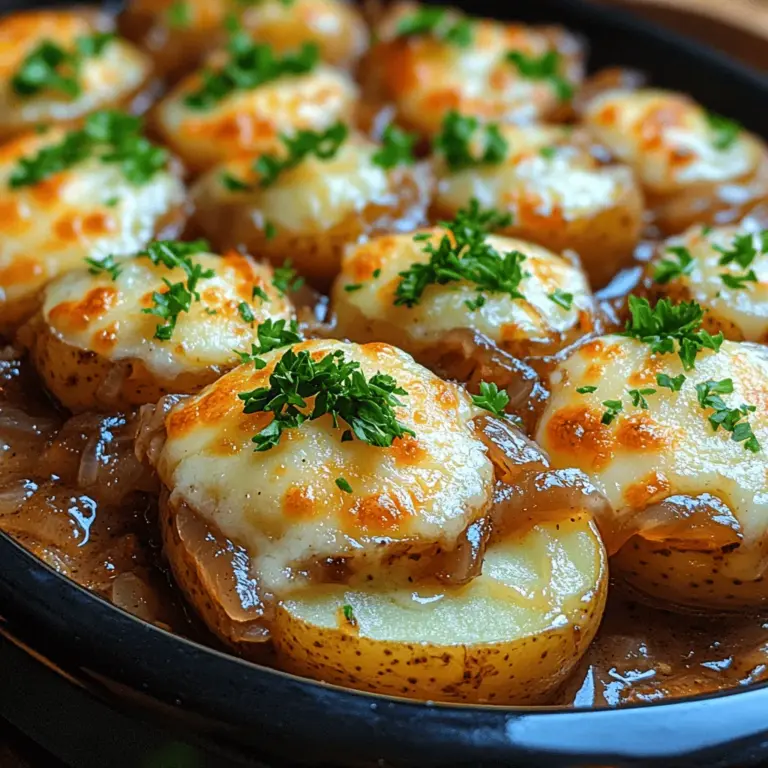 If you're looking for a comforting and delicious side dish that requires minimal effort while delivering maximum flavor, look no further than Cheesy French Onion Crockpot Potatoes. This dish marries the rich, savory notes of French onion soup with the heartiness of tender baby potatoes, all infused with the creamy goodness of cheese. The slow cooking method not only ensures the potatoes are perfectly cooked but also allows the flavors of the ingredients to meld beautifully, creating a side dish that is both satisfying and indulgent.