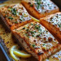If you’re a garlic enthusiast or a seafood lover, then the Garlic Lover's Dream: Creamy Garlic Butter Salmon is a dish that should not be missed. This recipe showcases the wonderful harmony between succulent salmon fillets and a rich, creamy garlic butter sauce that envelops the fish in an irresistible embrace. The combination of flavors is not only savory but also elevated by the smoothness of cream and the warmth of garlic, making it a standout dish for any occasion.