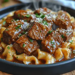 Imagine a plate graced with succulent beef tips, seared to perfection, resting atop a bed of luscious noodles that glisten with a buttery sheen. The sizzling sound as the beef hits the hot pan, the aromatic scents wafting through the kitchen, and the anticipation of the first bite—all these elements combine to make this dish a true culinary masterpiece. The beauty of Sizzling Beef Tips with Silky Buttery Noodles lies not only in its rich flavors but also in its straightforward preparation, making it accessible for cooks of all skill levels.