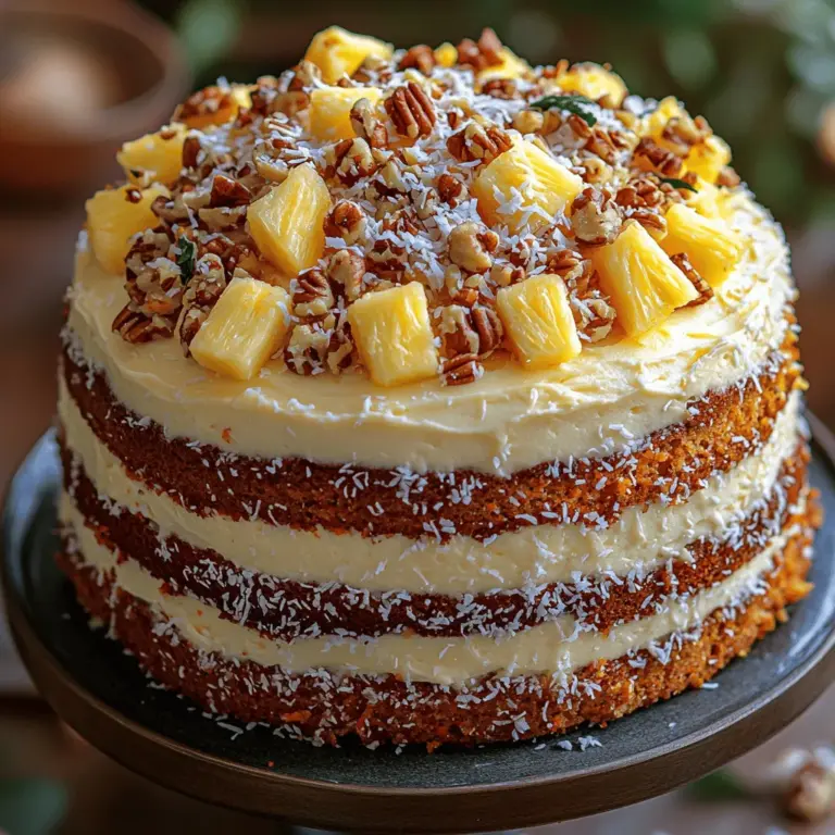 Are you ready to indulge your senses in a dessert that seamlessly marries tropical flavors with a beloved classic? Introducing the Tropical Delight: Pineapple Carrot Cream Cake—a cake that not only tantalizes your taste buds but also brings a burst of sunshine to your dining table. This delightful creation combines the moist, earthy notes of traditional carrot cake with the refreshing sweetness of pineapple, creating a unique twist that is sure to impress at any gathering.