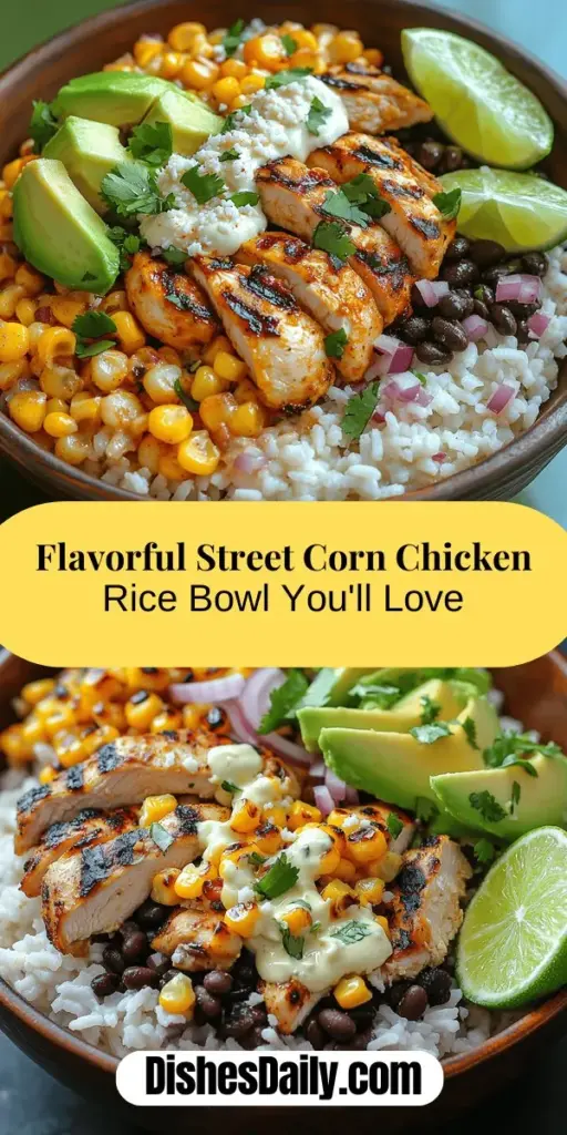 Experience the vibrant taste of street food with our Flavor-Packed Street Corn Chicken Rice Bowl recipe. This hearty meal combines marinated grilled chicken thighs, a delicious street corn topping, and fluffy rice for a satisfying dish. The zesty marinade enhances the chicken, while grilled corn adds sweetness and creaminess. Perfect for family dinners or meal prep, this bowl is both nutritious and customizable to suit any dietary needs. Dive into flavor today!