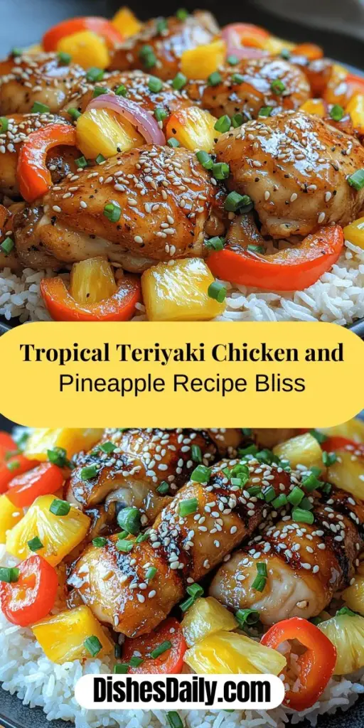 Discover the Tropical Teriyaki Chicken & Pineapple Delight, a vibrant dish combining savory teriyaki flavors with sweet, juicy pineapple. Perfect for any occasion, this recipe is easy to prepare, featuring boneless chicken thighs, fresh veggies, and aromatic garlic and ginger. Enjoy the colorful presentation and healthy ingredients that create a refreshing culinary experience. It's a meal that impresses without the hassle, making weeknight dinners special!