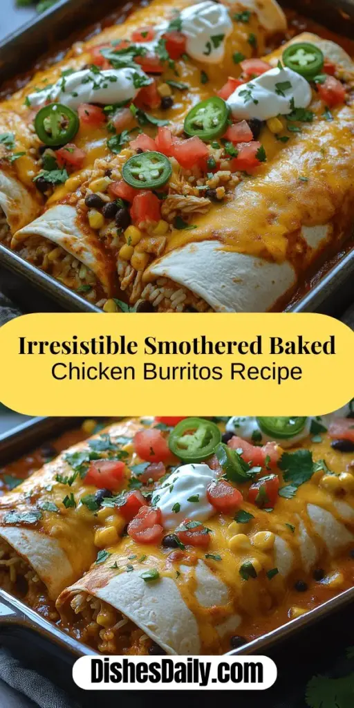 Indulge in the comforting flavors of Smothered Baked Chicken Burritos, a perfect meal for family dinners or gatherings with friends. These burritos feature tender shredded chicken, fluffy rice, and creamy black beans, all wrapped in warm tortillas and topped with zesty enchilada sauce and gooey cheese. Easy to customize to suit any taste, this dish promises satisfaction in every bite. Discover the step-by-step preparation and ingredient tips to create this irresistible comfort food at home.