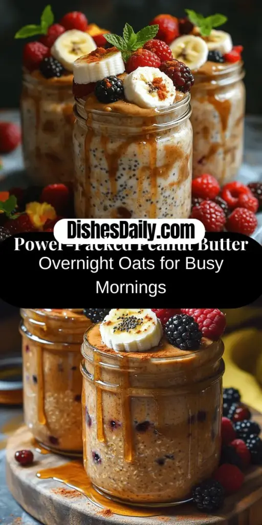 Looking for a quick and nutritious breakfast option? Discover the delight of Power-Packed Peanut Butter Overnight Oats! This vibrant recipe combines creamy peanut butter, rolled oats, and chia seeds for a filling meal that energizes your morning. Perfect for busy lifestyles, simply prepare the night before and grab it on your way out. Customizable with your favorite toppings, these oats make healthy eating effortless and satisfying. Enjoy a tasty start to your day!