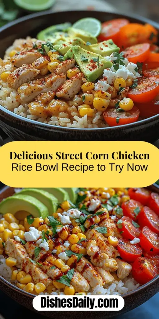 Discover the deliciousness of the Street Corn Chicken Rice Bowl, a vibrant fusion of flavors inspired by Mexican street food. This customizable dish combines succulent grilled chicken, sweet grilled corn, and fresh vegetables over a bed of fluffy jasmine rice. Perfect for lunch or dinner, it's not only visually stunning but also packed with nutrients. Enjoy the creative freedom to adapt it to your dietary needs. Try this mouthwatering recipe for a delightful meal that brings comfort and joy to your table!