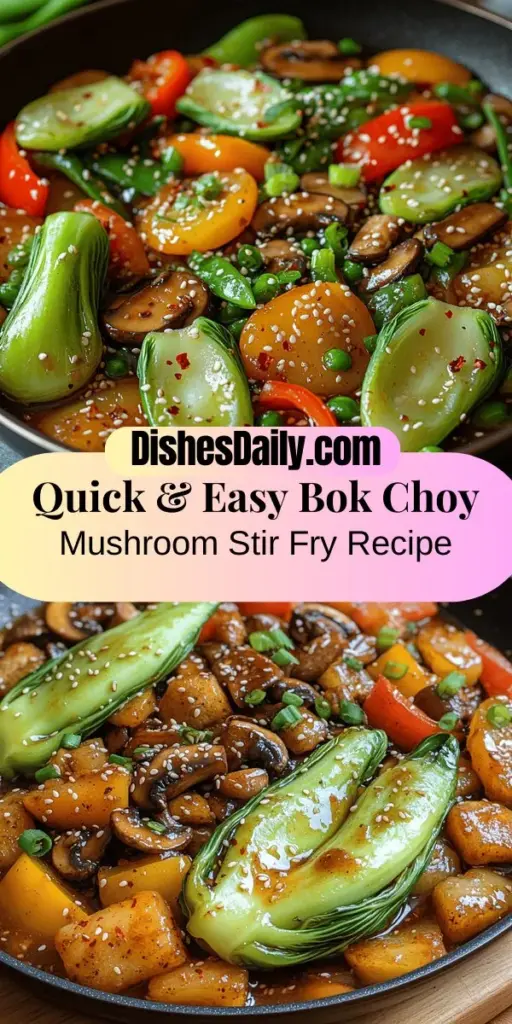Discover the vibrant flavors of crisp bok choy and savory mushrooms in this quick and nutritious stir fry. Packed with vitamins and antioxidants, this dish makes healthy eating delicious and effortless. Perfect for busy weeknights, it allows for endless customization with your favorite vegetables. With the right preparation and cooking techniques, you'll create a stunning meal that's as pleasing to the eye as it is to the palate. Enjoy a burst of flavor and health in every bite!