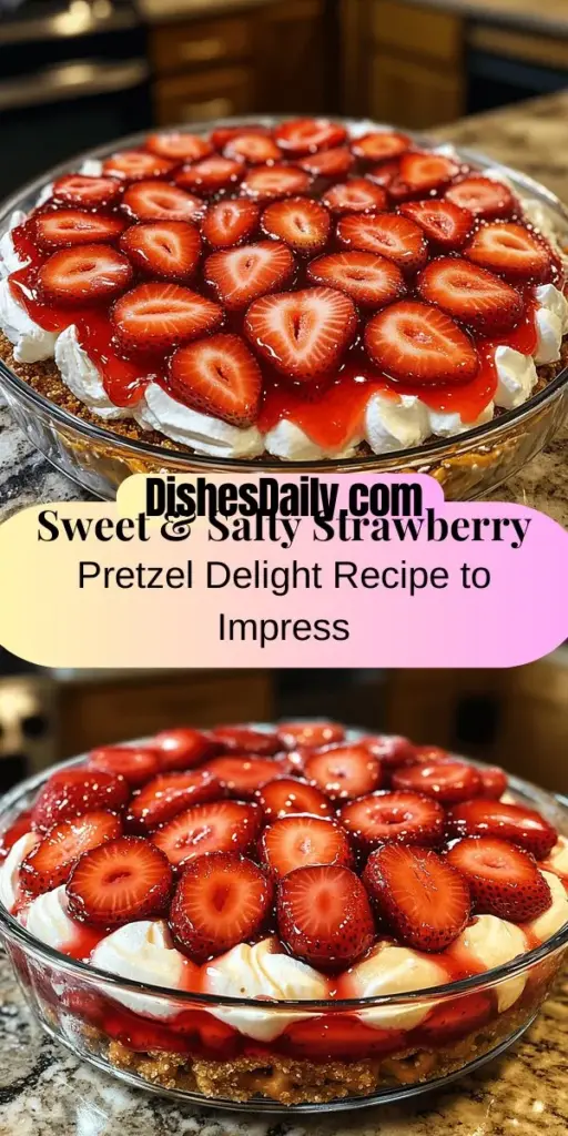 Discover the delightful Sweet & Salty Strawberry Pretzel Delight, a dessert that beautifully balances sweet and salty flavors. With a crunchy pretzel crust, a creamy cheese layer, and a topping of fresh strawberries, this layered treat is as visually appealing as it is delicious. Perfect for gatherings or family celebrations, this easy-to-make dessert offers a unique combination of textures that will impress everyone. Learn how to create this stunning dish today!