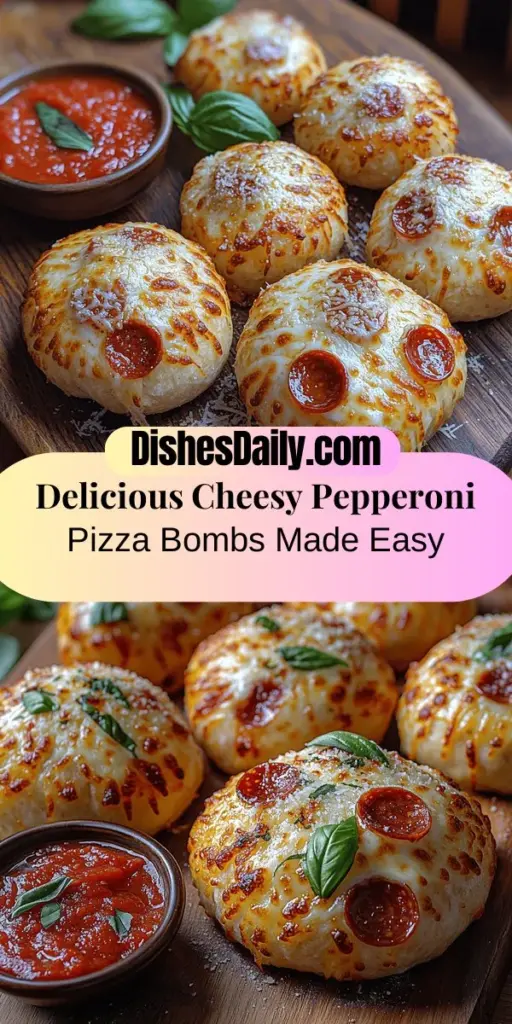 Discover the fun and delicious world of cheesy pepperoni pizza bombs with this easy recipe that's perfect for any occasion. These bite-sized snacks combine fluffy dough with gooey mozzarella and savory pepperoni, making them a crowd favorite for game days, parties, or family movie nights. With simple ingredients and quick preparation, you'll impress your guests and satisfy everyone’s cravings. Get ready to create mouthwatering pizza bombs that will keep everyone coming back for more!