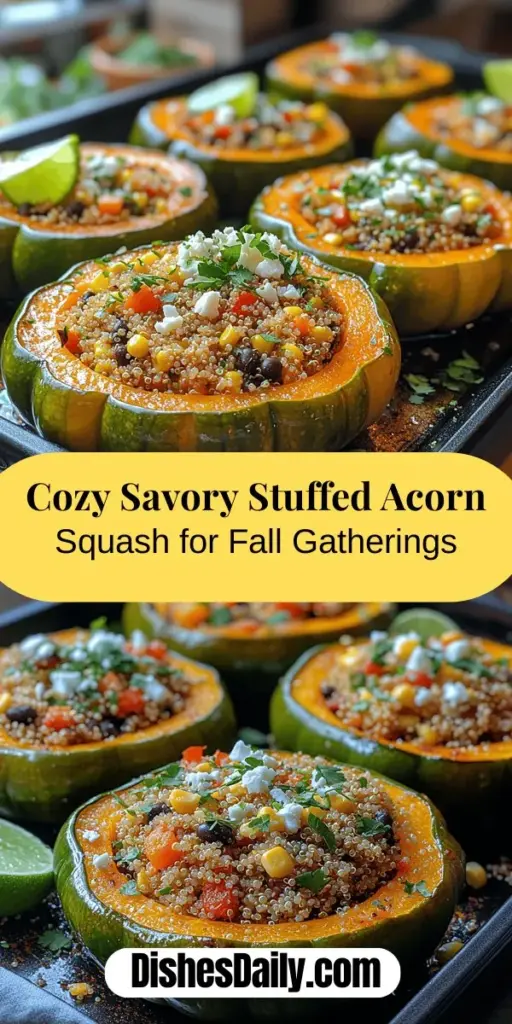 Discover the warmth and comfort of savory stuffed acorn squash, perfect for fall and winter meals. This nutritious dish combines the sweet flesh of acorn squash with protein-rich quinoa and fiber-packed black beans, resulting in a hearty and satisfying meal. It's versatile enough to cater to various dietary needs, allowing for endless customizations. Easy to prepare and visually stunning, this recipe will impress family and friends at any gathering. Enjoy a delicious blend of flavors while nourishing your body with seasonal produce.