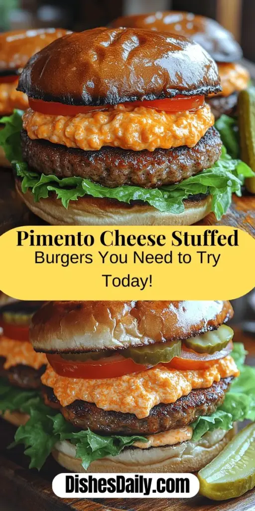 Discover the irresistible Pimento Cheese Stuffed Burger, a delicious twist on the classic burger that combines juicy beef with a creamy, tangy pimento cheese filling. Perfect for summer BBQs or weeknight dinners, this stuffed burger is a crowd-pleaser everyone will love. With easy-to-follow steps for creating the flavorful filling and tips for cooking, you can customize it to suit your taste. Make your mealtime memorable with this delightful comfort food classic!