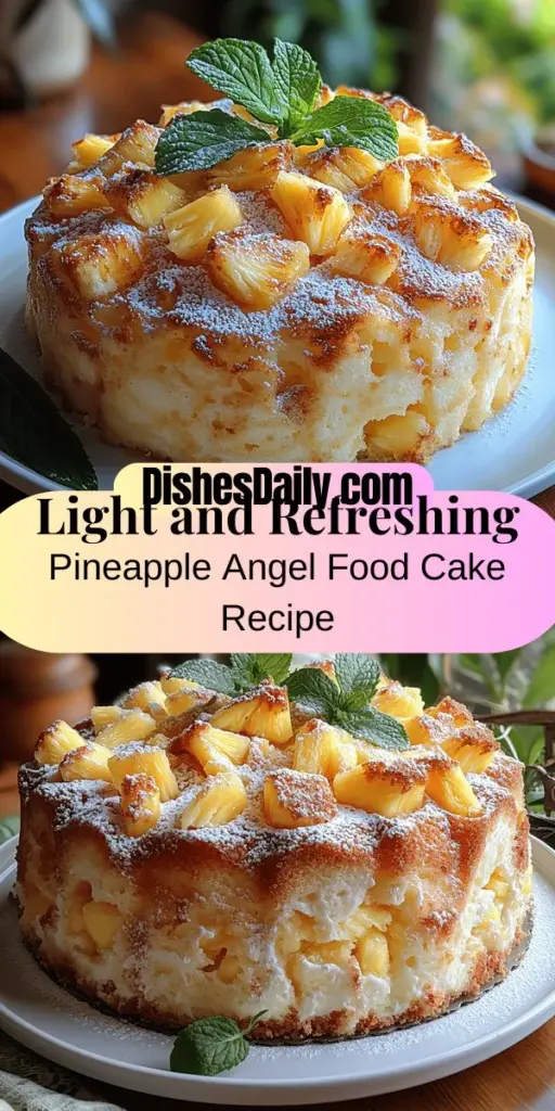 Discover the refreshing delight of Sweet and Light Pineapple Angel Food Cake! This airy dessert combines the classic fluffy texture of angel food cake with the tropical sweetness of crushed pineapple, creating a delicious treat that’s perfect for any occasion. Easy to make and guilt-free, it features simple ingredients like egg whites, sugar, and flour. Ideal for summer gatherings or family meals, it’s a light dessert that satisfies your sweet cravings. Enjoy a slice of paradise today!