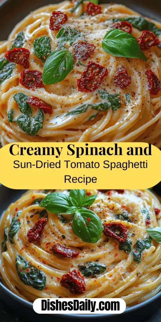 Discover the delicious world of Creamy Spinach & Sundried Tomato Spaghetti, a quick and satisfying dish that comes together in just 30 minutes. This vibrant pasta features fresh spinach and tangy sun-dried tomatoes enveloped in a rich, creamy sauce. Perfect for weeknight dinners or special occasions, this recipe combines Italian tradition with nourishing ingredients. Indulge in this comforting meal that is sure to impress friends and family alike. Enjoy the delectable flavors and easy preparation for a satisfying culinary experience.