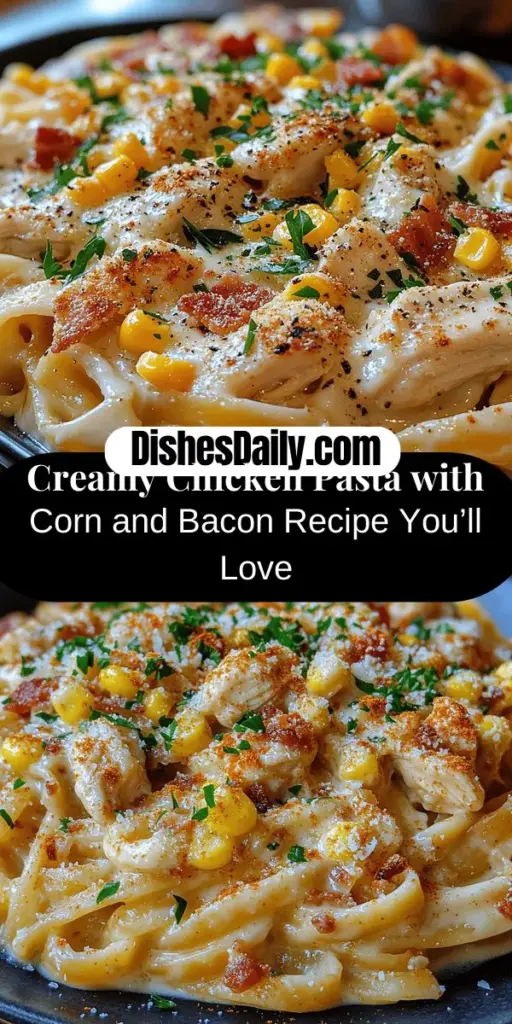 Discover the ultimate comfort food with creamy chicken pasta featuring sweet corn and crispy bacon. This dish combines tender chicken in a rich, velvety sauce, creating an unforgettable meal perfect for family gatherings or cozy dinners. With its versatile ingredients, you can easily adapt it to suit your dietary preferences by swapping in your favorite veggies or proteins. Follow our easy step-by-step guide to create this delicious sensation and bring warmth to your dining table. Enjoy every comforting bite!