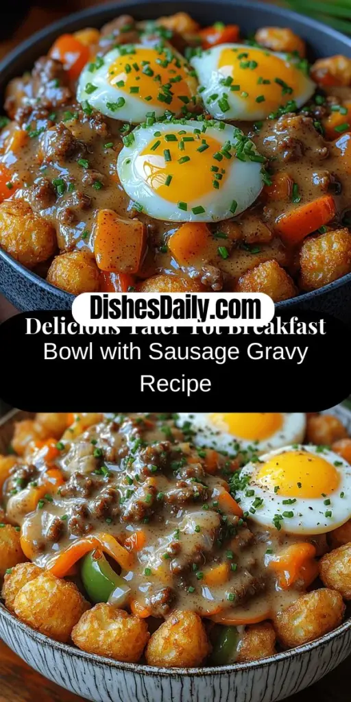 Start your day off right with a delicious Tater Tot Breakfast Bowl featuring savory sausage gravy. This hearty dish combines crispy tater tots, fluffy eggs, and rich gravy, topped with melted cheddar cheese and fresh chives for a flavorful start to your morning. Perfect for family brunch or meal prep, you can customize it with your favorite toppings. Discover how to prepare each component step-by-step, and create a breakfast bowl that delights the senses.