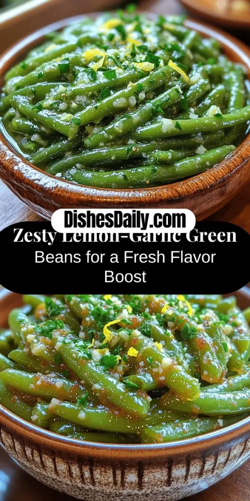 Discover the vibrant flavors of Zesty Lemon-Garlic Green Beans, a delicious side dish that elevates any meal. Combining fresh green beans with tangy lemon and aromatic garlic, this recipe is both nutritious and easy to make. Packed with vitamins and antioxidants, these green beans are perfect for family dinners, barbecues, or holiday celebrations. Enjoy versatile, healthy cooking that not only satisfies the palate but supports a balanced diet. Try this delightful dish today!