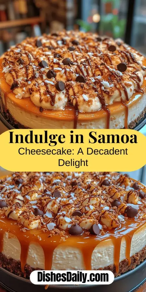 Discover the delicious world of Samoa Cheesecake, a decadent twist on the classic Girl Scout cookie! This creamy dessert features a buttery shortbread crust, rich caramel, toasted coconut, and a drizzle of chocolate, making it a crowd-pleaser at any gathering. In this article, we'll walk you through the step-by-step process of creating this indulgent treat, from essential ingredients to baking tips, ensuring your cheesecake is perfect every time. Treat yourself and impress your guests with this delightful dessert!
