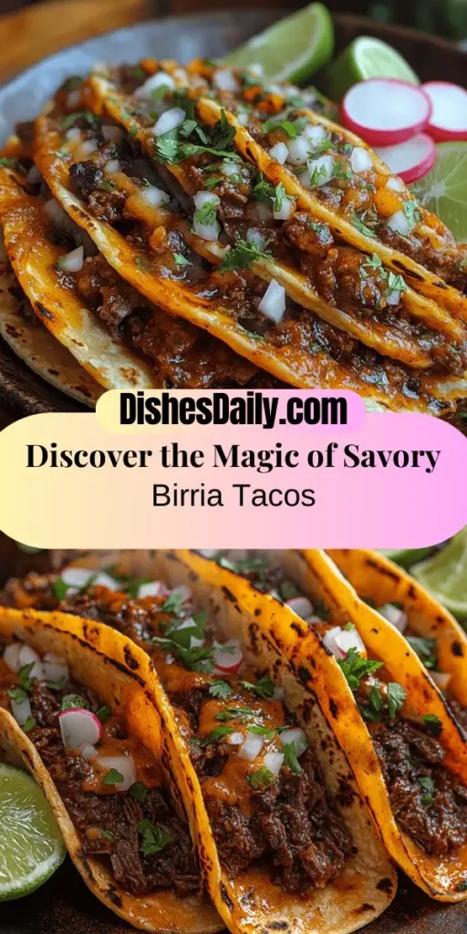 Dive into the delicious world of birria tacos, a culinary gem from Mexico's Jalisco region that combines rich flavors and cultural traditions. This savory treat features tender, slow-cooked meat enveloped in crispy tortillas, creating a mouthwatering experience. Discover the art of preparing these tacos with high-quality ingredients, including spices and fresh garnishes, and enjoy them served with a flavorful broth for dipping. Perfect for any occasion, birria tacos are a delightful blend of heritage and innovation that everyone will love.