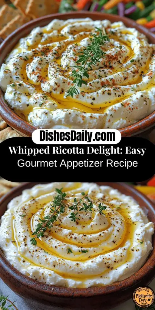 Discover the joy of making Seasoned Whipped Ricotta Delight, a simple yet sophisticated appetizer that’s perfect for any occasion. With creamy ricotta cheese, fresh herbs, and a touch of honey, this dish is tantalizingly flavorful and versatile. Serve it on crackers, breadsticks, or veggie sticks for a gourmet experience at your next gathering. Impress your guests with this elegant dish that combines ease and creativity, all while benefiting from ricotta’s nutritional goodness.