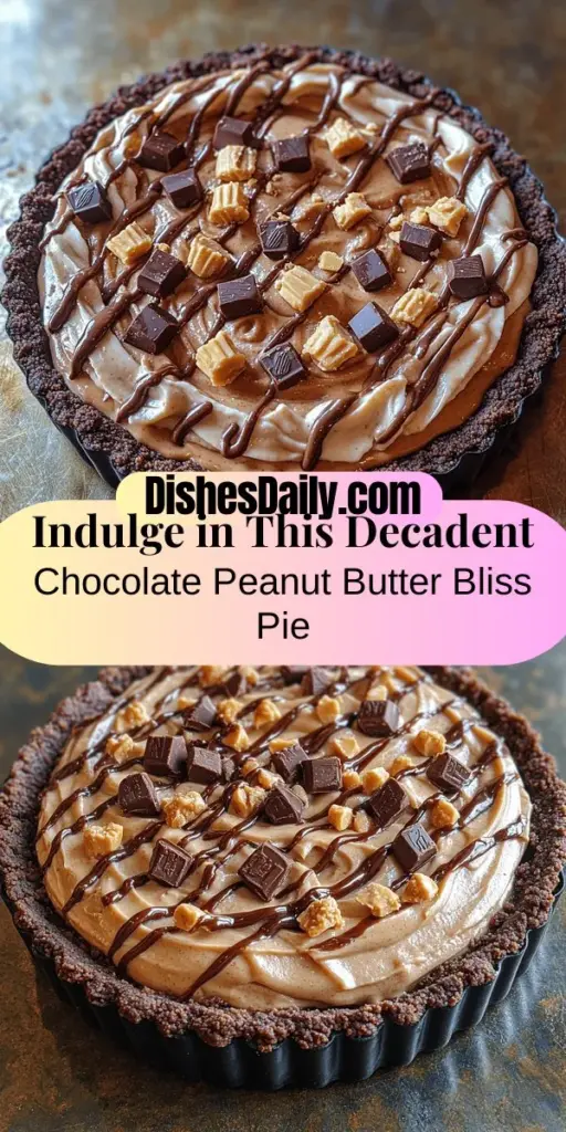 Indulge in the ultimate dessert experience with our Decadent Chocolate Peanut Butter Bliss Pie! This rich and creamy pie combines the beloved flavors of chocolate and peanut butter in a delightful blend that’s sure to impress. Perfect for special occasions or cozy nights at home, it features a crunchy chocolate cookie crust, a smooth peanut butter filling, and a fluffy whipped cream topping. Follow our easy recipe and treat your loved ones to a slice of bliss!