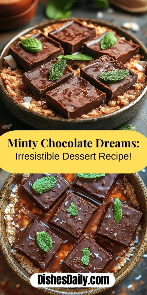 Indulge in the deliciousness of Minty Chocolate Dreams, a dessert that beautifully combines rich dark chocolate with refreshing mint. This easy-to-make treat features a creamy filling and a crunchy graham cracker crust, making it a perfect addition to any gathering. With simple ingredients and a beautiful presentation, it's sure to impress guests whether for a festive party or a cozy dinner. Discover how to create this elegant dessert that balances flavors and textures in every bite!