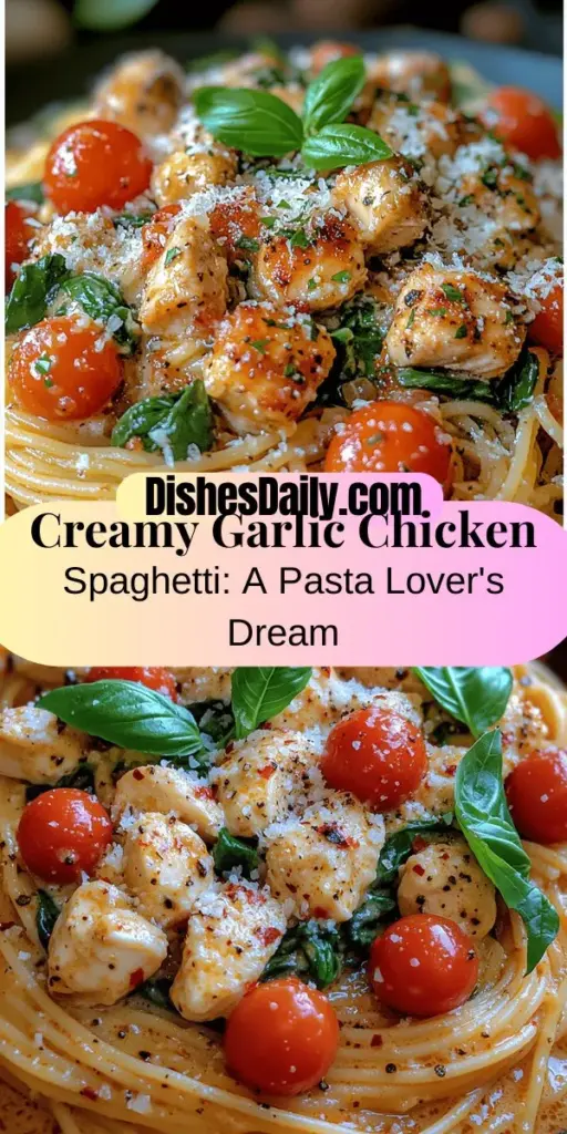 Indulge in the comforting flavors of Creamy Garlic Chicken Spaghetti, a delightful Italian-inspired dish that combines tender chicken and al dente spaghetti in a rich, creamy garlic sauce. This recipe is perfect for family dinners or impressing guests with minimal effort. With ingredients like olive oil, garlic, and fresh spinach, every bite offers a harmonious balance of tastes. Easy to prepare yet sophisticated, let this dish become a staple in your kitchen for any occasion.