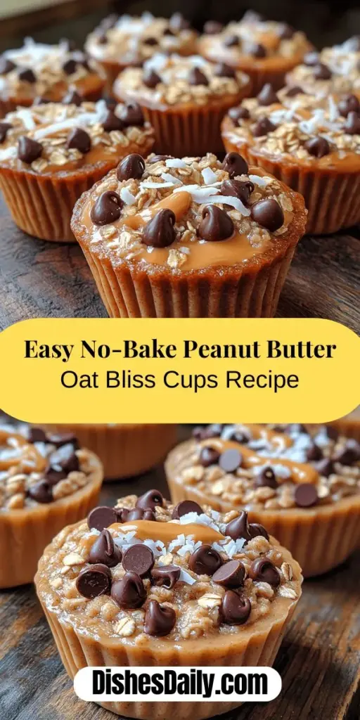 Discover the joy of making Peanut Butter Oat Bliss Cups, the perfect no-bake snack that combines the deliciousness of peanut butter with the wholesome goodness of oats. Ideal for busy lifestyles, these customizable treats cater to various dietary needs like gluten-free and vegan. Packed with fiber, protein, and healthy fats, they're not only tasty but also nutritious. Enjoy them as a guilt-free treat that satisfies your cravings while promoting better snacking habits. Get ready to indulge without the worry!
