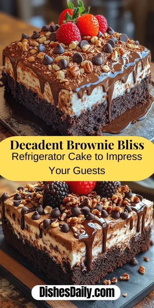 Indulge in the deliciousness of the Brownie Bliss Refrigerator Cake, a no-bake dessert that combines rich brownie layers with creamy, smooth fillings for a stunning presentation. This versatile treat is perfect for gatherings and requires minimal prep, allowing you to impress guests without hours spent in the kitchen. With layers of brownie mix, cream cheese, and whipped cream, this dessert melts in your mouth, making it an irresistible choice for any occasion. Enjoy the perfect harmony of flavors and textures while keeping your kitchen cool!