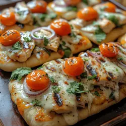 Grilled Chicken Ranch Flatbreads are an exciting and convenient meal option that combines savory grilled chicken with creamy ranch dressing, fresh vegetables, and melted cheese, all nestled on a warm flatbread or naan. This dish is perfect for a quick weeknight dinner, a casual lunch, or even a gathering with friends. It brings together a plethora of flavors and textures, making it a delightful choice for anyone looking to satisfy their cravings without spending hours in the kitchen.