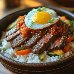 What makes Sizzling Korean BBQ Steak Rice Bowls so appealing is their harmonious blend of flavors and textures. The dish features juicy, grilled steak that has been marinated in a rich, savory sauce, served atop a bed of fluffy jasmine rice. The addition of vibrant vegetables adds freshness and crunch, while a drizzle of spicy kimchi provides a zesty kick that is synonymous with Korean meals. This bowl is not just a meal; it’s a complete sensory experience that tantalizes taste buds and warms the soul.