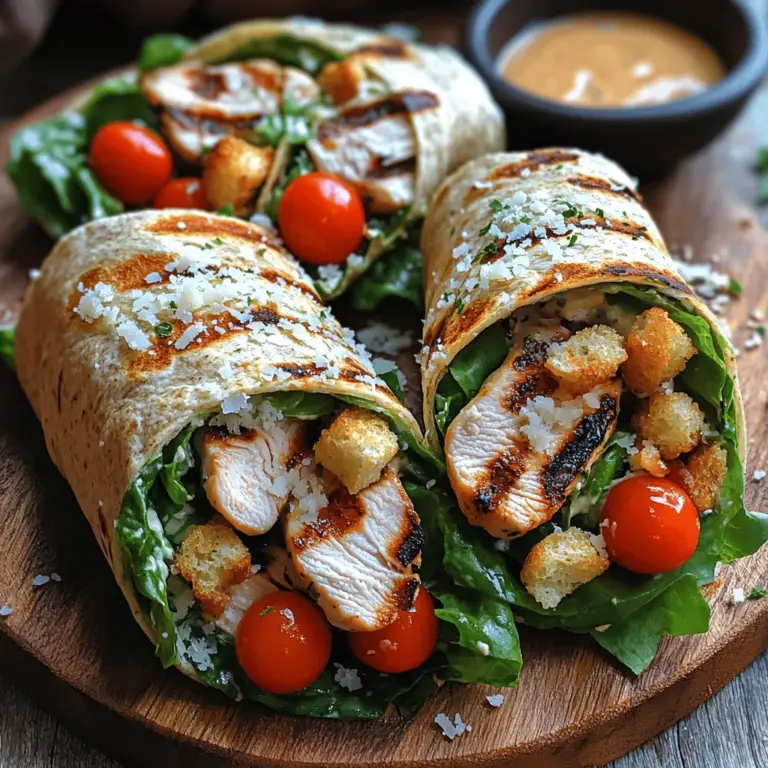 In today's fast-paced world, wraps have emerged as a popular meal option, providing convenience without compromising on flavor or nutrition. These versatile delights can be filled with a variety of ingredients, making them suitable for any meal, whether you're at home, on the go, or enjoying a picnic in the park. Among the myriad of wrap options available, Grilled Chicken Caesar Wraps stand out as a delicious fusion of the classic Caesar salad and succulent grilled chicken. This recipe brings together the crispness of romaine lettuce, the tanginess of Caesar dressing, and the heartiness of grilled chicken, all wrapped up in a soft tortilla. Ideal for lunch or dinner, this dish is not only easy to prepare but also offers a balance of flavors and textures that everyone will love.