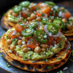 Delve into the vibrant world of plant-based cuisine with our Sunshine Chickpea Avocado Tostadas. This delightful recipe combines the nutty flavor of chickpeas with the creamy richness of avocado, creating a perfect snack or light meal that bursts with flavor and nutrition. Tostadas, a traditional Mexican dish, serve as a crispy base topped with an array of ingredients, and in this variation, we’re focusing on the wholesome goodness of chickpeas and avocados.