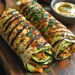 In a world increasingly leaning towards plant-based diets, Grilled Zucchini Hummus Wraps stand out as a delightful and nutritious option that captures the essence of healthy eating without sacrificing flavor. These wraps are not only visually appealing but also provide a satisfying combination of textures and tastes, making them perfect for lunch, a quick dinner, or even a picnic snack. This recipe is particularly appealing for those looking to incorporate more vegetables into their meals, as it showcases the versatility of zucchini—a vegetable that often goes unnoticed in the culinary scene.