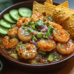 Ceviche is a culinary treasure that has captivated taste buds across the globe, originating from the coastal regions of Latin America. This dish, typically made with fresh fish or seafood marinated in citrus juices, is celebrated for its bright flavors and refreshing qualities. Among the various interpretations of ceviche, the Tropical Shrimp Avocado Ceviche stands out as a vibrant, tropical twist, perfect for summer gatherings or as a light meal. The combination of succulent shrimp, creamy avocado, and zesty lime creates an explosion of flavors that is both satisfying and nutritious.